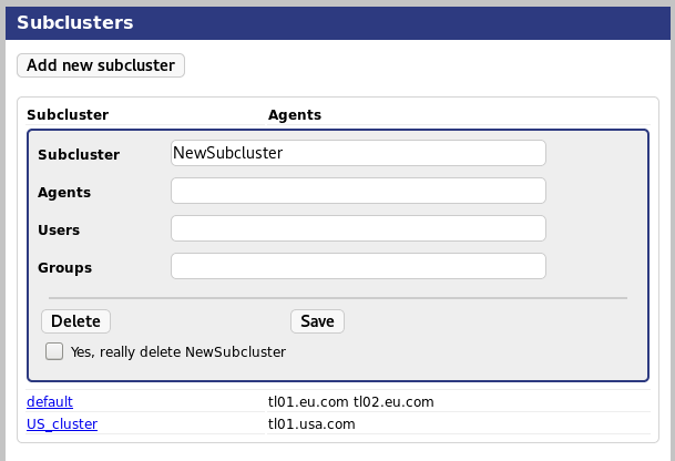 New subcluster form