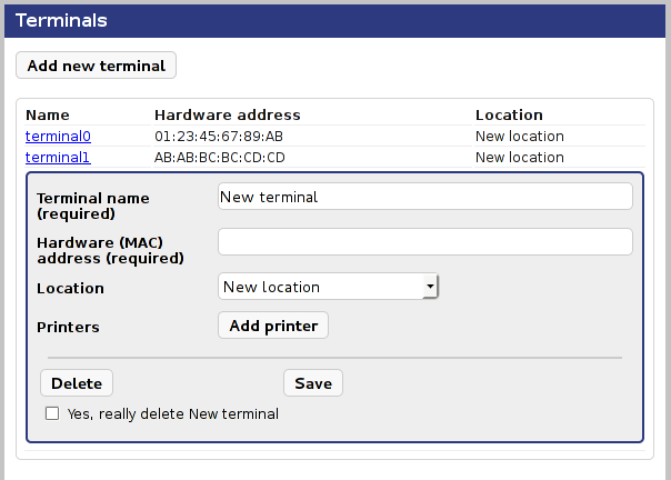 New terminal form