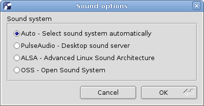 Sound system selection interface