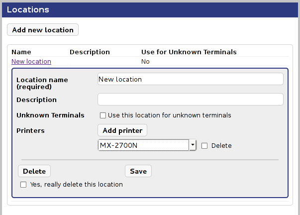 Location Details With Printer