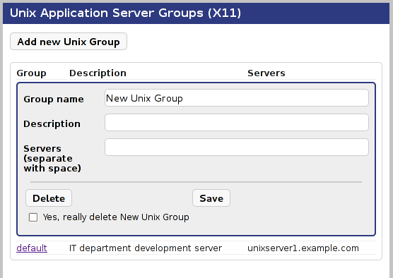 Adding a UNIX Application Server Group